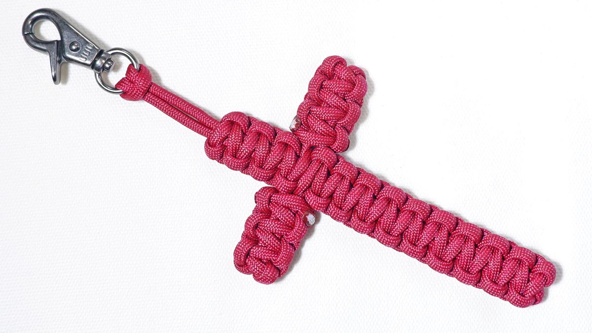 パラコードでキーホルダーの編み方、十字架