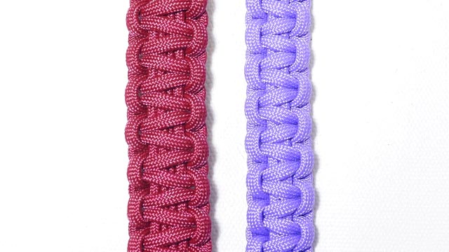 パラコードでバックルのブレスレットの編み方、平編み（コブラ編み）