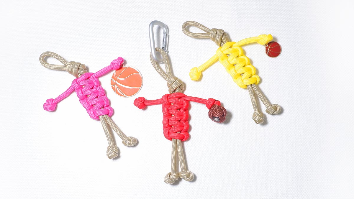 パラコードで バスケットボールの人形キーホルダーの編み方！